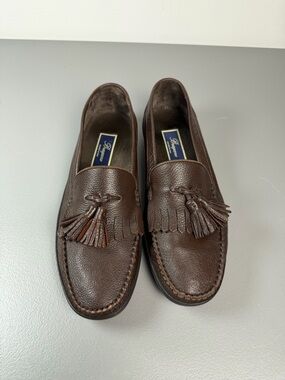 Bragano Mens Casual Shoes Brown Leather Loafers Tassel Made In Italy Size 9M